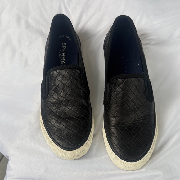 Sperry Men's Black Textured Slip-On Loafers Size 7 - Picture 1 of 6